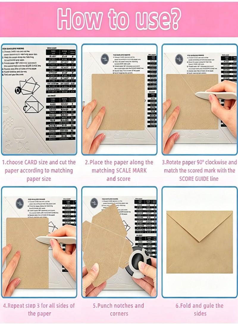 general Scoring Board - Scoreboard for Paper Crafts, Scoring Tool, Envelope Maker for Paper Crafts, Multipurpose Envelope Punch Board, Paper Scoring Board, Scoring Board for Card Making - Image 5