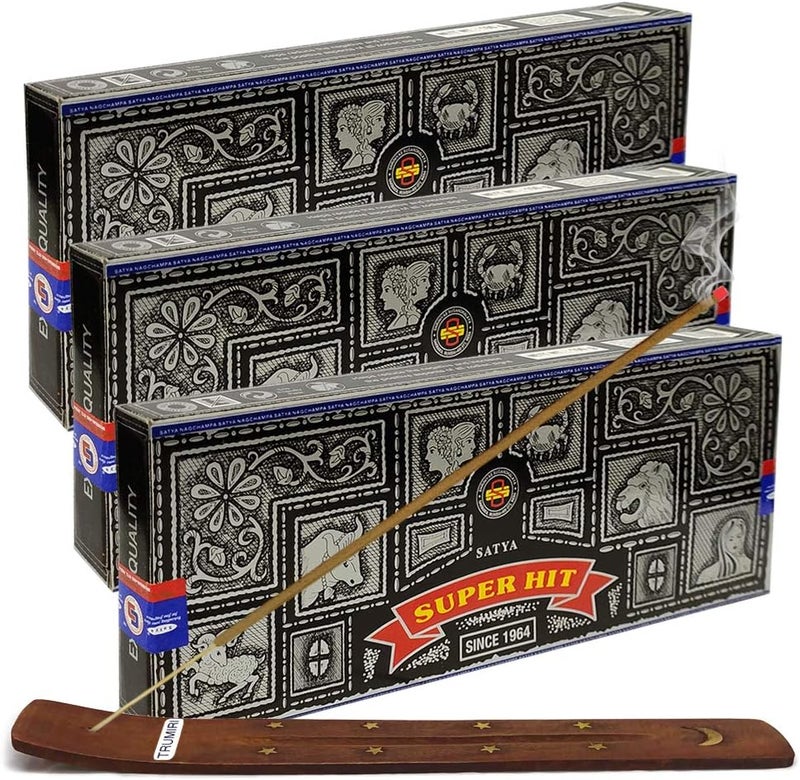 TRUMIRI Super Hit Incense Sticks 100g and Holder Bundle - Pack of 3 (Approx 300 Sticks) - Image 1