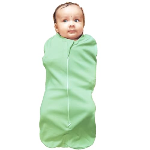 MammaChamp Zipper Swaddle Sleeping Sack/Pod/Blankets/Wrap/Bag New Born Baby for 0-3 Months (Pack of 1) (Light Green) - Image 1
