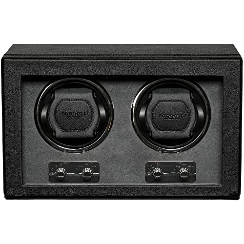 ROTHWELL Double Watch Winder for Automatic Watches with Quiet Motor with Multiple Speeds and Rotation Settings (Black/Grey) - Image 1