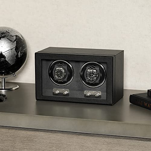 ROTHWELL Double Watch Winder for Automatic Watches with Quiet Motor with Multiple Speeds and Rotation Settings (Black/Grey) - Image 3