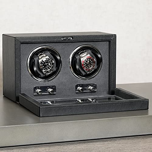 ROTHWELL Double Watch Winder for Automatic Watches with Quiet Motor with Multiple Speeds and Rotation Settings (Black/Grey) - Image 4