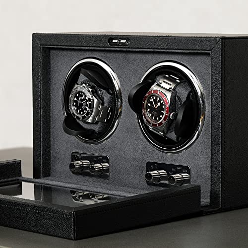 ROTHWELL Double Watch Winder for Automatic Watches with Quiet Motor with Multiple Speeds and Rotation Settings (Black/Grey) - Image 5