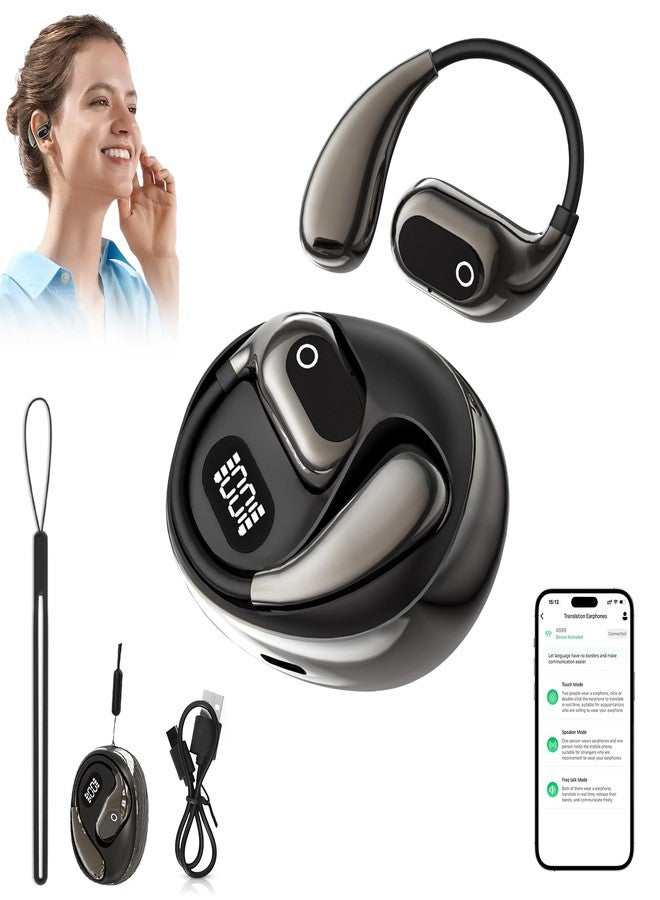 Iiglitch AI Translation Earbuds Real Time, 3-in-1 Translator Earbuds 144 Languages & Accen, Openair 5 OWS Translation Wireless Bluetooth Earphones, Open Air Translator Earphones fit iOS & Android (Black) - Image 1