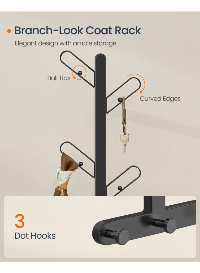SONGMICS HOME Wall-Mounted Coat Rack, Wall Hooks, Branch-Look Rack with 7 Hooks, Ball Tips, for Clothes, Hats, Bags, Ink Black - Image 3