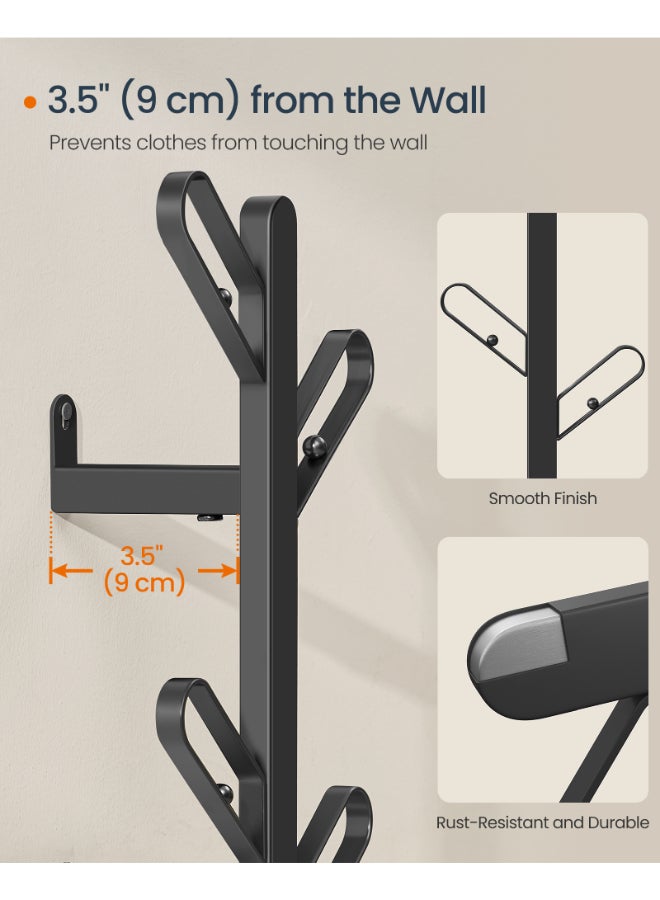 SONGMICS HOME Wall-Mounted Coat Rack, Wall Hooks, Branch-Look Rack with 7 Hooks, Ball Tips, for Clothes, Hats, Bags, Ink Black - Image 4