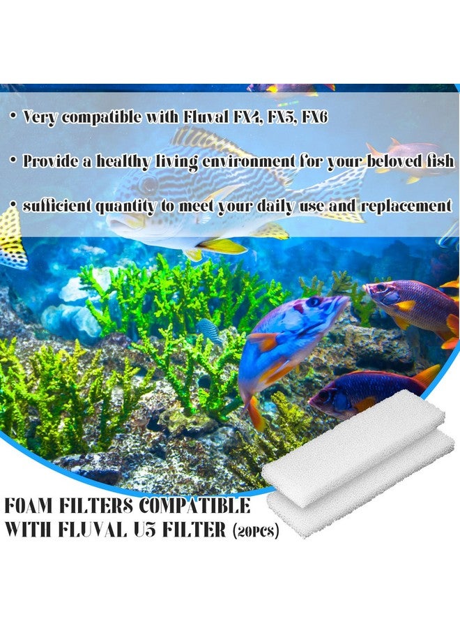 Nosiny 20 Pieces Filter Foam Pad Compatible with Fluval U3 Underwater Sponge Aquarium Underwater Filter Accessories Compatible for Aquarium, Fish Tank - Image 3