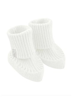 Generic Knitted Cotton Baby Booties Lite Ecru – Soft Breathable Newborn Shoes, Lightweight Year-Round Footwear, Gentle Non-Constricting Fit, 100% Cotton, Size S 