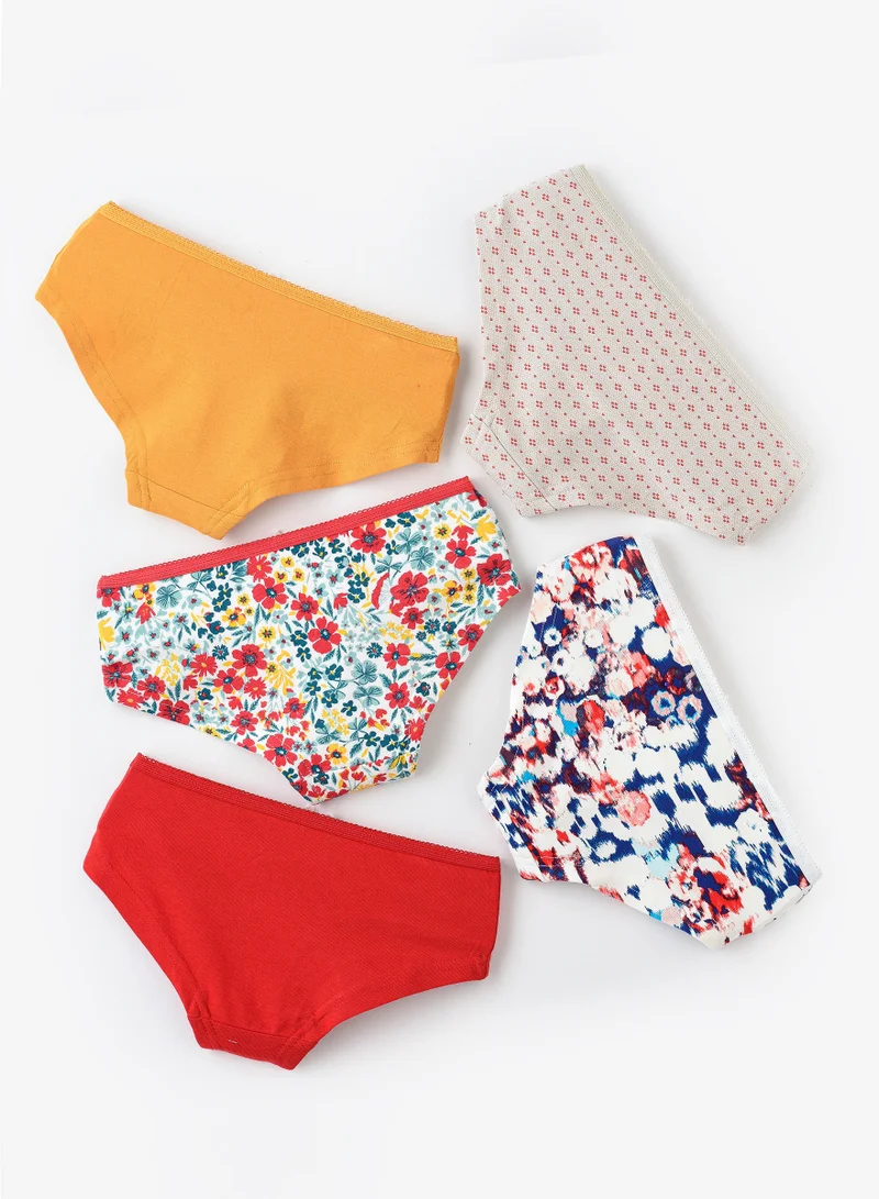 Jelliene 5 Pack Girls Briefs 95% Cotton 5% Elastane, Soft and Comfortable Underwear for Girls