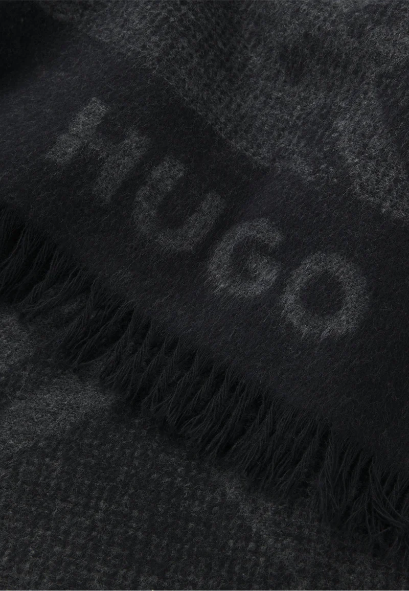 HUGO Brushed-cotton scarf with jacquard pattern