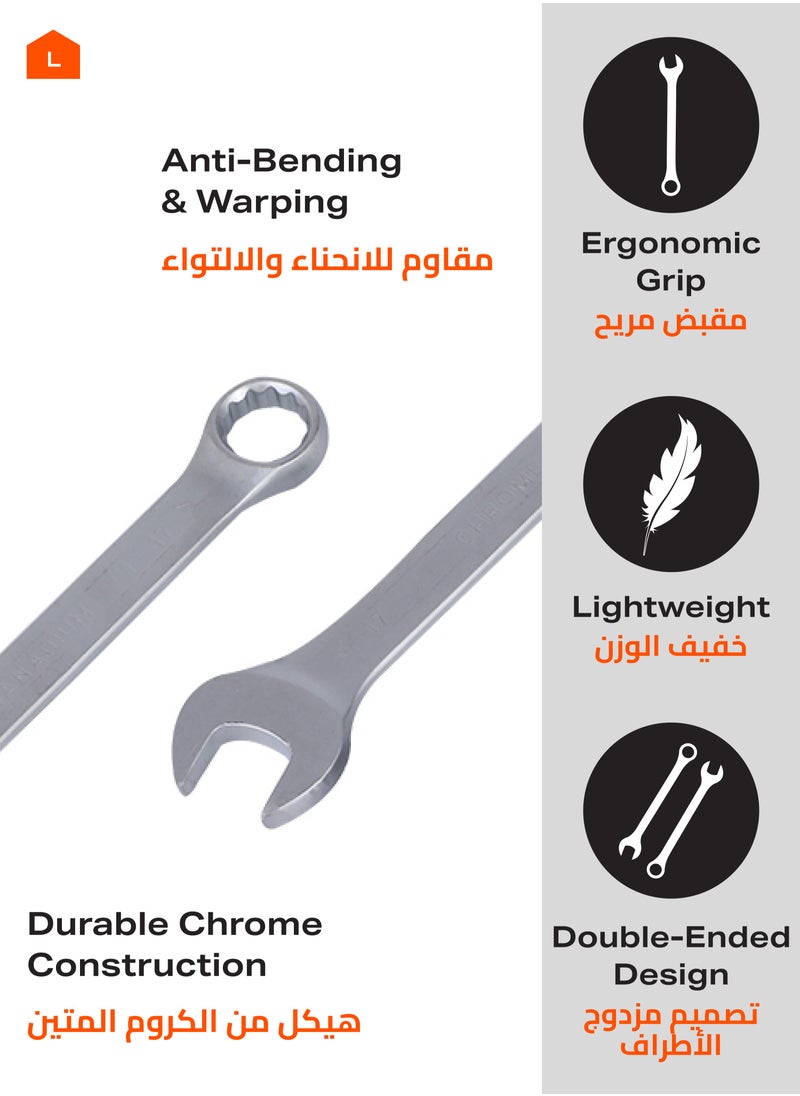 Combination Spanner Set-7 Pieces-Chrome-plated Precision Open-end Wrench Set-for DIY and Professional Repair and Maintenances in Automotive Household Plumbing Workshop Electrical and Mechanics