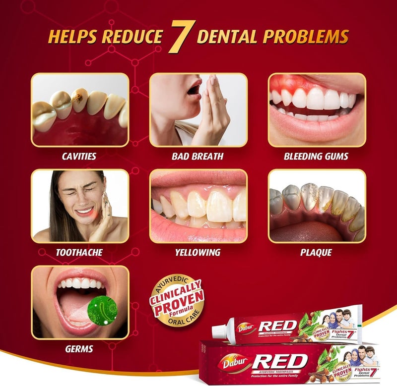 Dabur معجون أسنان دابر الأحمر الأيورفيدي للأسنان واللثة (2x200غ) - Image 5