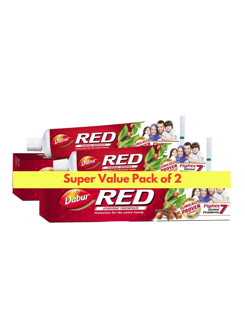 Dabur معجون أسنان دابر الأحمر الأيورفيدي للأسنان واللثة (2x200غ) - Image 1