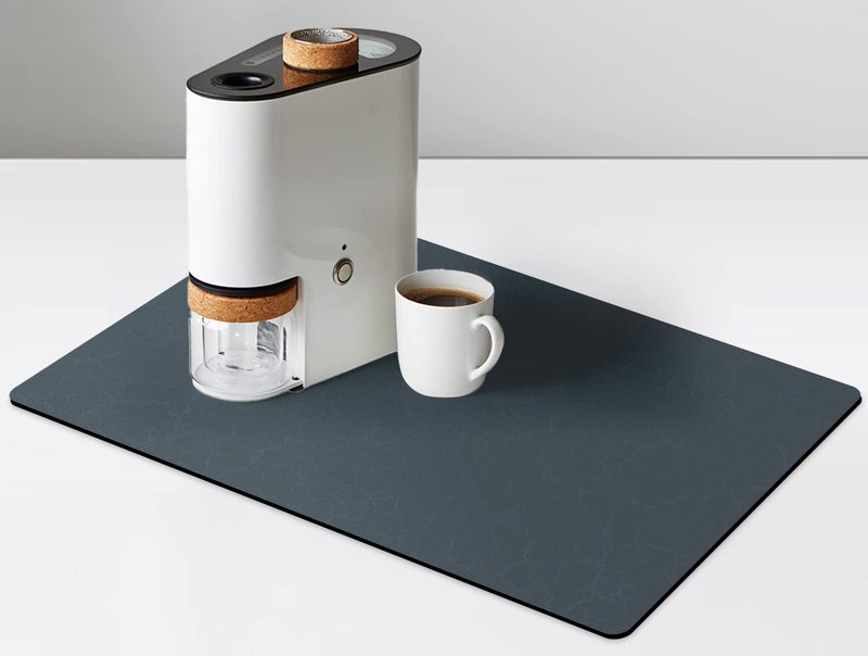 Coffee Maker Mat for Countertops Coffee Bar Accessories Fit Under Coffee Machine Mat 19x12 Rubber Backed Coffee Pots Table Mat under Appliance Dish Drying Mat Marble Navy for Kitchen Counter