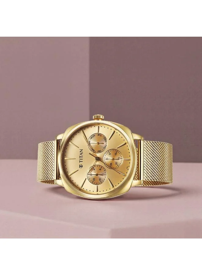 تيتان Men's Stainless Steel Analog Watch 90189YM02 - 49 mm