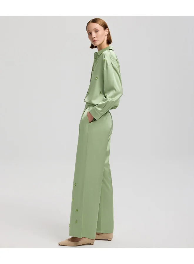 ابيكول Embroidered Wide-Leg Trousers