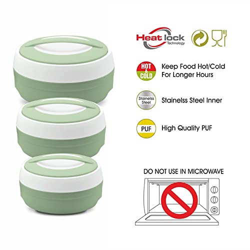 ASIAN Plastic Casserole Inner Stainless Steel Casserole Gift Set of 3 (600 ml, 1000 ml, 1500 ml), (Pestal Green) | PU Insulated | BPA Free | Food Grade | Hot & Cold | Easy to Carry - Image 5
