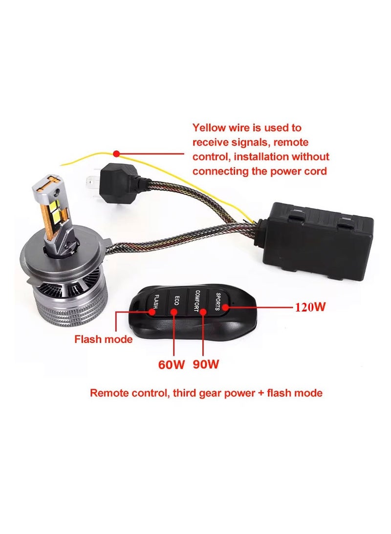 Ceser Smart Led 120W,4 Modes remote control (Flash,Eco,Comfort,Sport), 8500LM, IP68, Water & dust resistant,6000K, Aluminum alloy, Heat Sink, Colling fan, Combatible with most car, Plug & play (H 7) - Image 3
