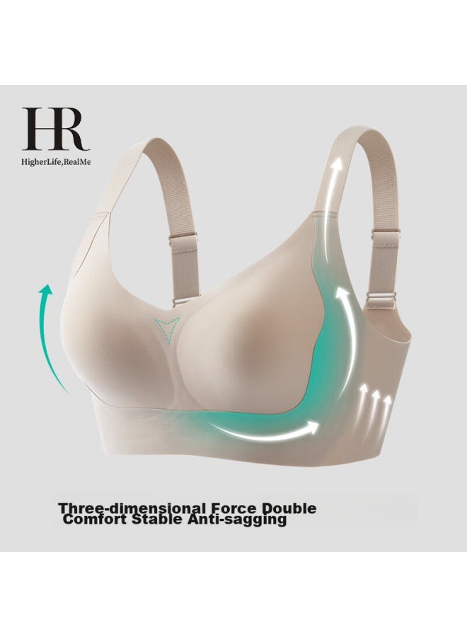 HR Helena Large Bust Minimizer Bra For Women, Seamless Comfortable Wireless Brassiere, Milk Coffee Color, M+ - Image 2