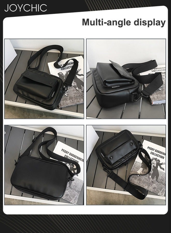 Joychic حقيبة كتف صغيرة للرجال على الطراز الياباني كاجوال من البولي يوريثان مقاومة للماء ومقاومة للاهتراء للأولاد حقيبة كروس باللون الأسود للمدرسة والتسوق في الهواء الطلق - Image 3