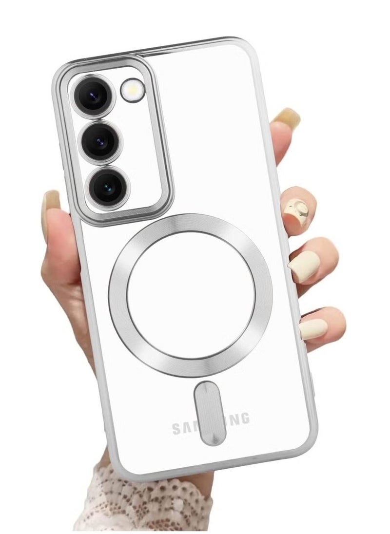 Generic Magnetic Clear Case for Galaxy S23 Plus Case,Compatible with MagSafe, Love Heart Design Electroplated Case Soft TPU Shockproof Full Camera Lens Protective Case for Samsung Galaxy S23 Plus  - Image 1