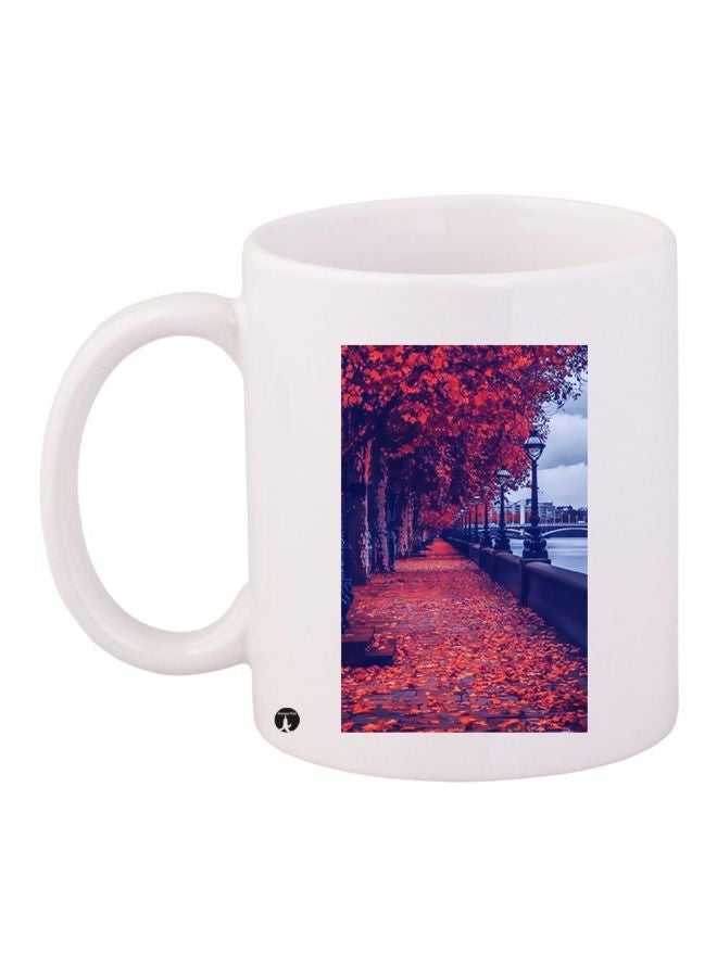 RYN Scenery Printed Coffee Mug White/Red/Grey 11ounce