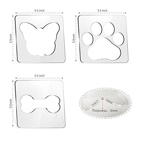 Kapyoo 3Pcs Free Motion Quilting Rulers and Templates Set Butterfly Pet Footprint Bone Pattern 1/8 inch Thick Acrylic Quilting Templates for Domestic Sewing Machines with Non-Slip Grips (Style B)… - Image 2