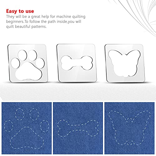 Kapyoo 3Pcs Free Motion Quilting Rulers and Templates Set Butterfly Pet Footprint Bone Pattern 1/8 inch Thick Acrylic Quilting Templates for Domestic Sewing Machines with Non-Slip Grips (Style B)… - Image 4