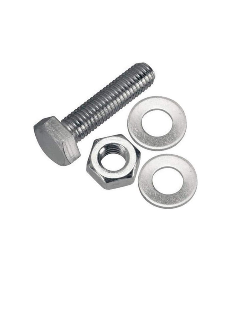 12 pcs Hex Head Screw Bolts Nuts & Washers Fully Thread GI Plain Finish Bolt Set. (16, 70MM)  - Image 1