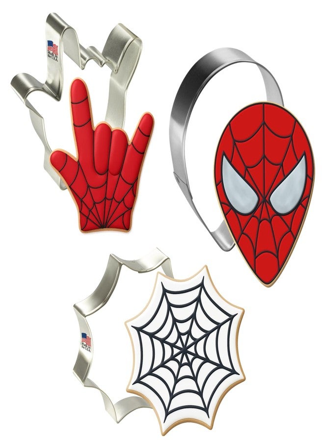 Foose Cookie Cutters Super Hero Cookie Cutter 3 Pc Set, 4-4.5 in, Spider Web Tin Plate Steel, USA - Image 1