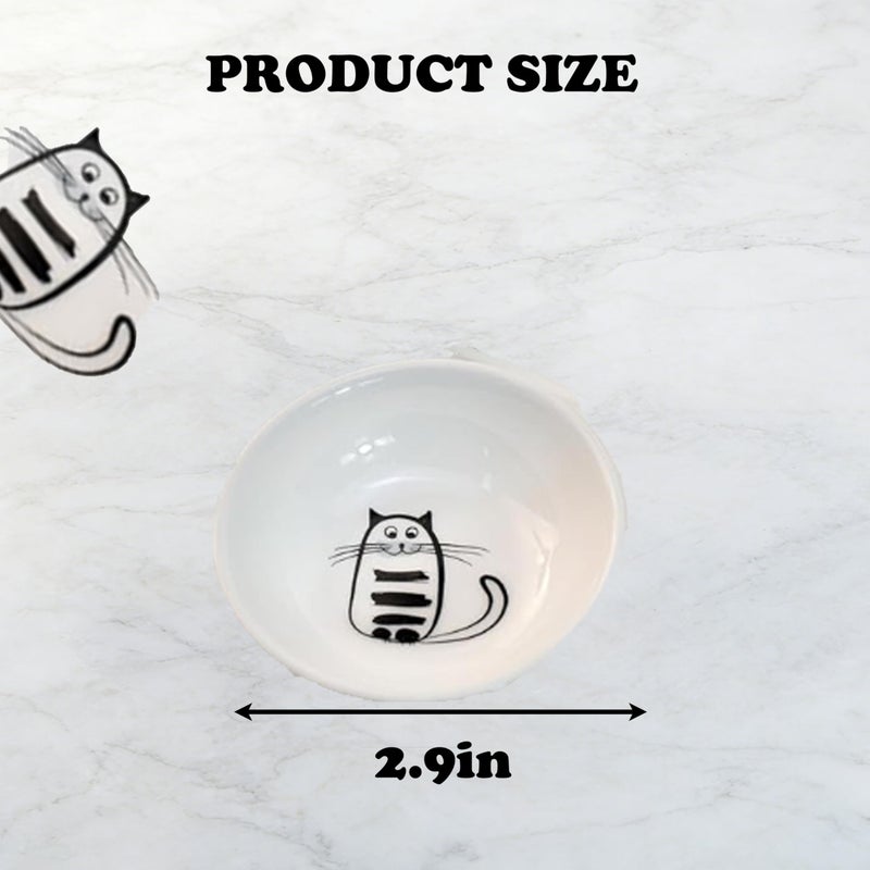 ZHQZZPH Ceramic Cat Dish Set - 6 Pieces Adorable Ceramic Small Dishes Perfect as cat Bowls, Dipping Bowls for sauces, cat Plates, and Snack Servers. Please Check The Product Size - Image 2