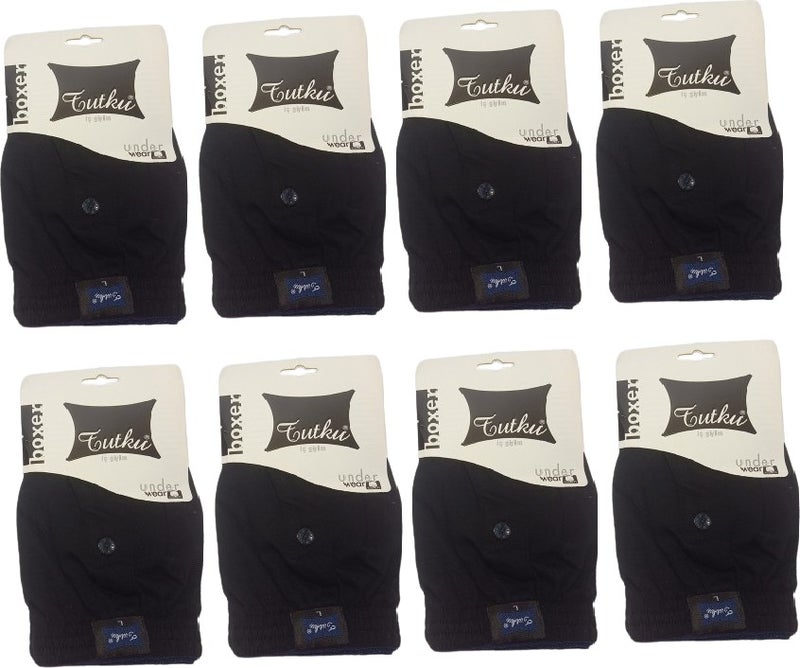 Tutku Passion 8-Pack Deal Product! Men's Combed Cotton Towel Waist Boxer Black Color 