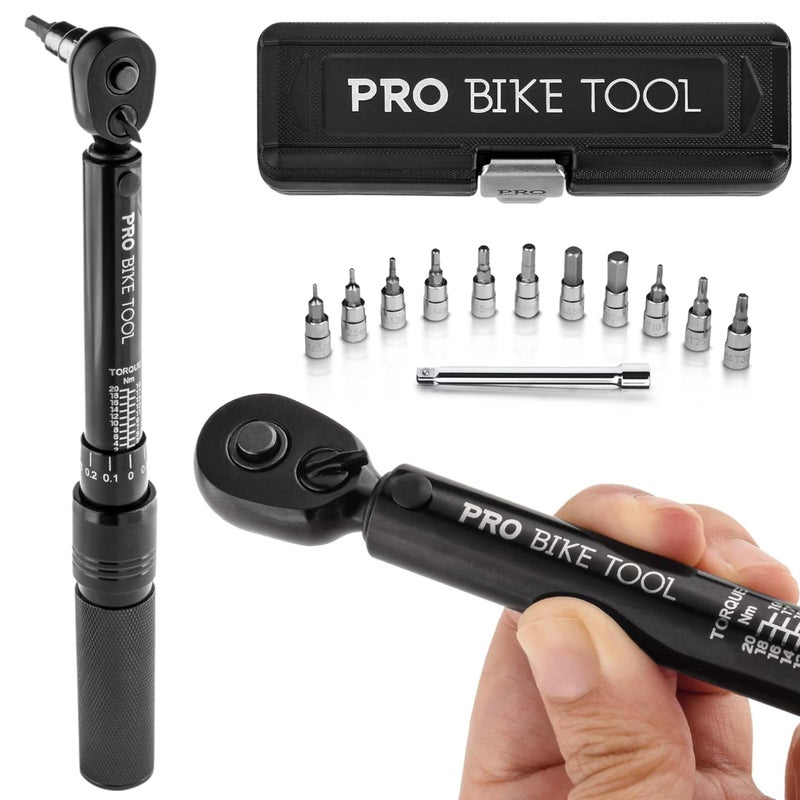 Pro Bike Tool مجموعة مفاتيح عزم الدراجة PRO BIKE TOOL، 2-20 نيوتن متر - تشمل صندوق تخزين، ومفاتيح ألين وتوركس، وبار تمديد - Image 1