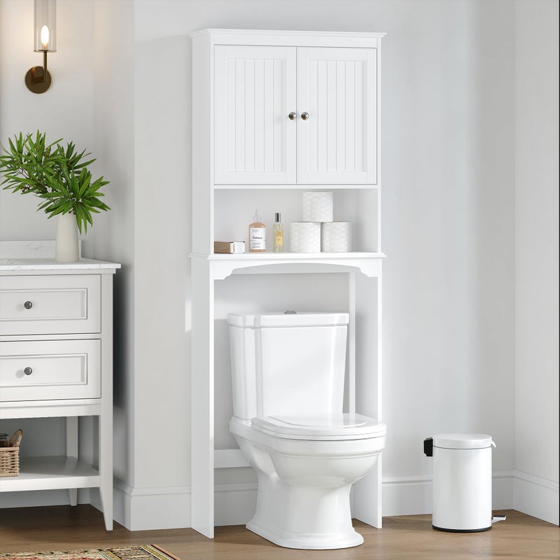 Spirich Over The Toilet Storage Cabinet Bathroom Shelf Over Toilet Bathroom Storage Cabinet Organizer White