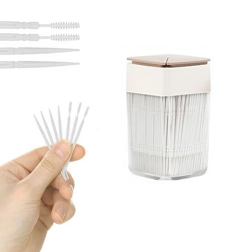 Street27® 200 Pcs Interdental Brush Ultra Tight Bristles Tooth Flossing Double Head Oral Dental Hygiene Brush Tooth Pick Flosser Toothpick Sticks For Teeth Oral Dental Care Brush Cleaning Tool (White) - Image 1
