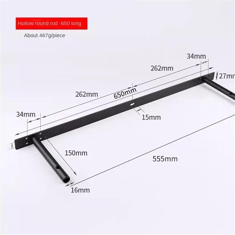 Black Heavy Duty Floating Shelf Bracket 6Pcs Hidden Double T Type Support Rod - Image 3