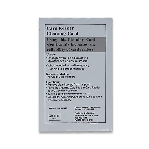GORILLA SUPPLY Credit Card Cleaning Cards, Dual Side Card Reader Cleaner, POS Terminal Magnetic Head Pre-Saturated Swipe Alcohol-Free CR80 (50 Cards) - Image 3