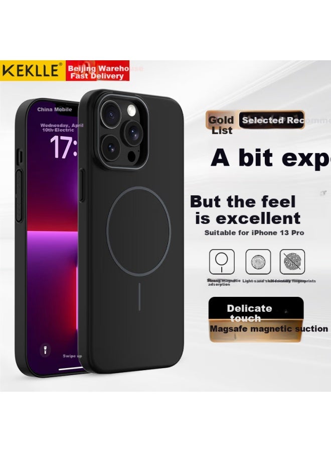 كيكل Keklle غطاء iPhone 13 Pro، غطاء Apple 13 Pro الواقي، شحن لاسلكي مغناطيسي، غطاء مقاوم للصقوع بحواف ناعمة، أسود منتصف الليل - Image 1