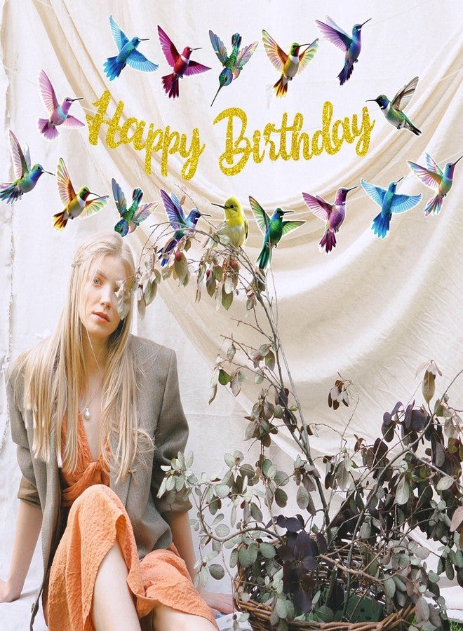 TBEEJ Bird Party Banners 3Pcs Happy Birthday Garland Hummingbird Banners for Boy Girls Theme Baby Shower Birthday Party Supplies - Image 5