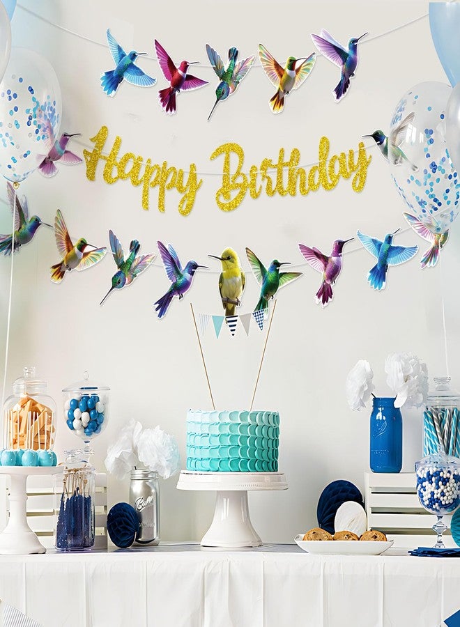 TBEEJ Bird Party Banners 3Pcs Happy Birthday Garland Hummingbird Banners for Boy Girls Theme Baby Shower Birthday Party Supplies - Image 3