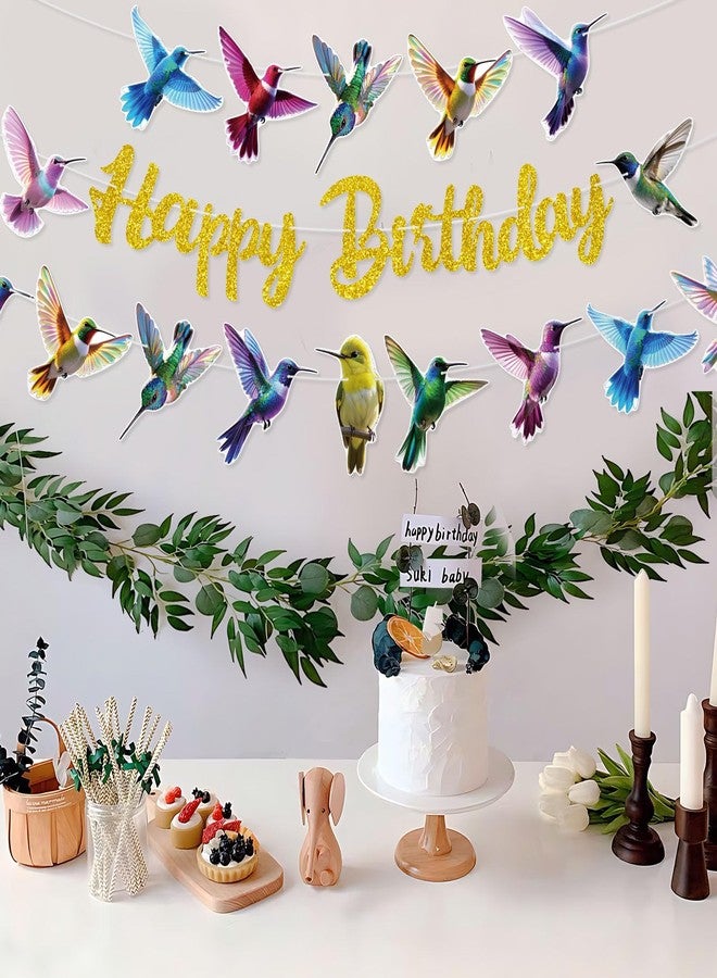 TBEEJ Bird Party Banners 3Pcs Happy Birthday Garland Hummingbird Banners for Boy Girls Theme Baby Shower Birthday Party Supplies - Image 2