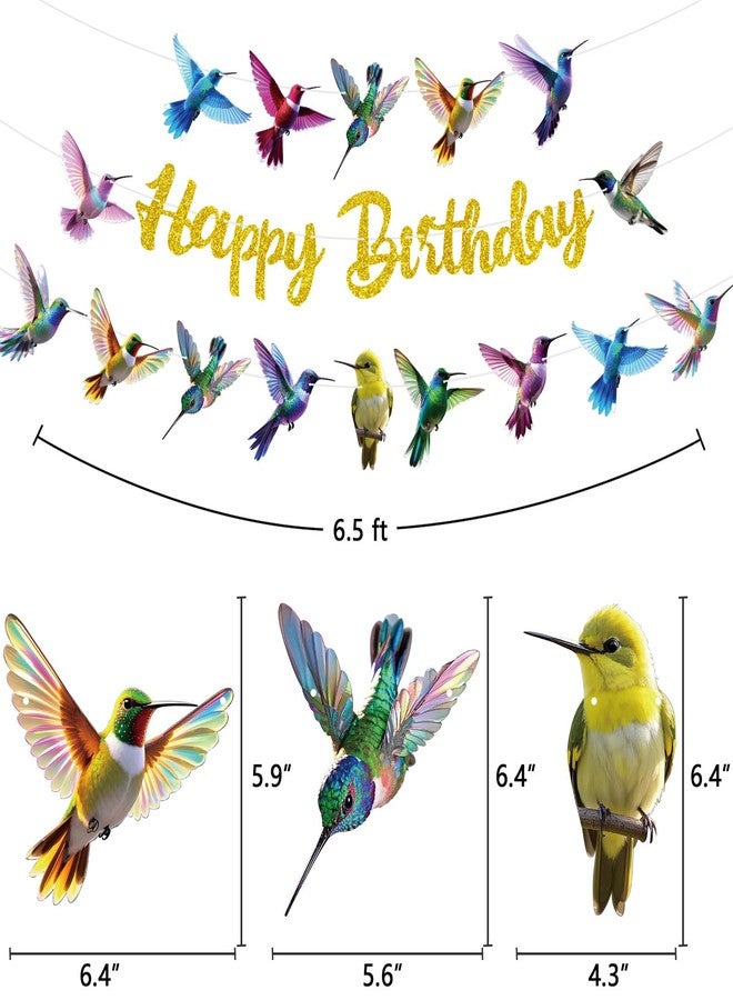 TBEEJ Bird Party Banners 3Pcs Happy Birthday Garland Hummingbird Banners for Boy Girls Theme Baby Shower Birthday Party Supplies - Image 4