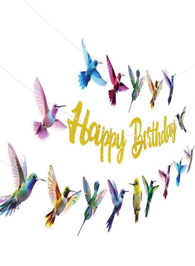 TBEEJ Bird Party Banners 3Pcs Happy Birthday Garland Hummingbird Banners for Boy Girls Theme Baby Shower Birthday Party Supplies - Image 1