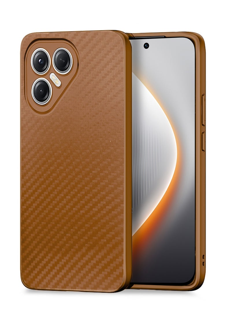 Wtech Tecno Pova 7 Pro 5G 2025 Liquid Silicone Carbon Fiber Texture Case Cover (MCFPSN) - Brown - Image 1