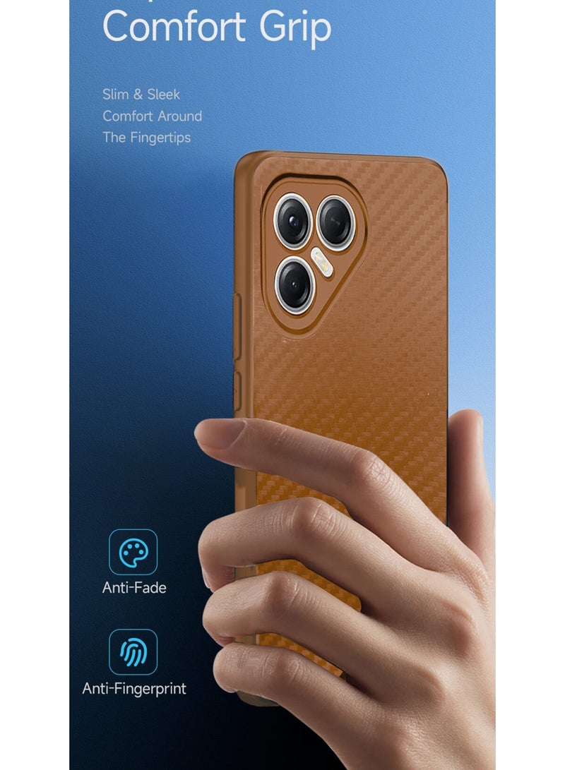 Wtech Tecno Pova 7 Pro 5G 2025 Liquid Silicone Carbon Fiber Texture Case Cover (MCFPSN) - Brown - Image 2