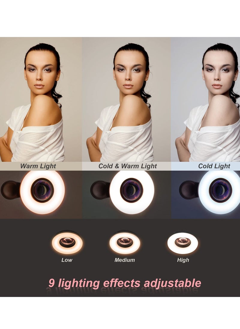 SYOSI - Portable Rechargeable Phone Lens Macro Light Mini Clip Ring Light Lens for iPhone/Android - Image 1