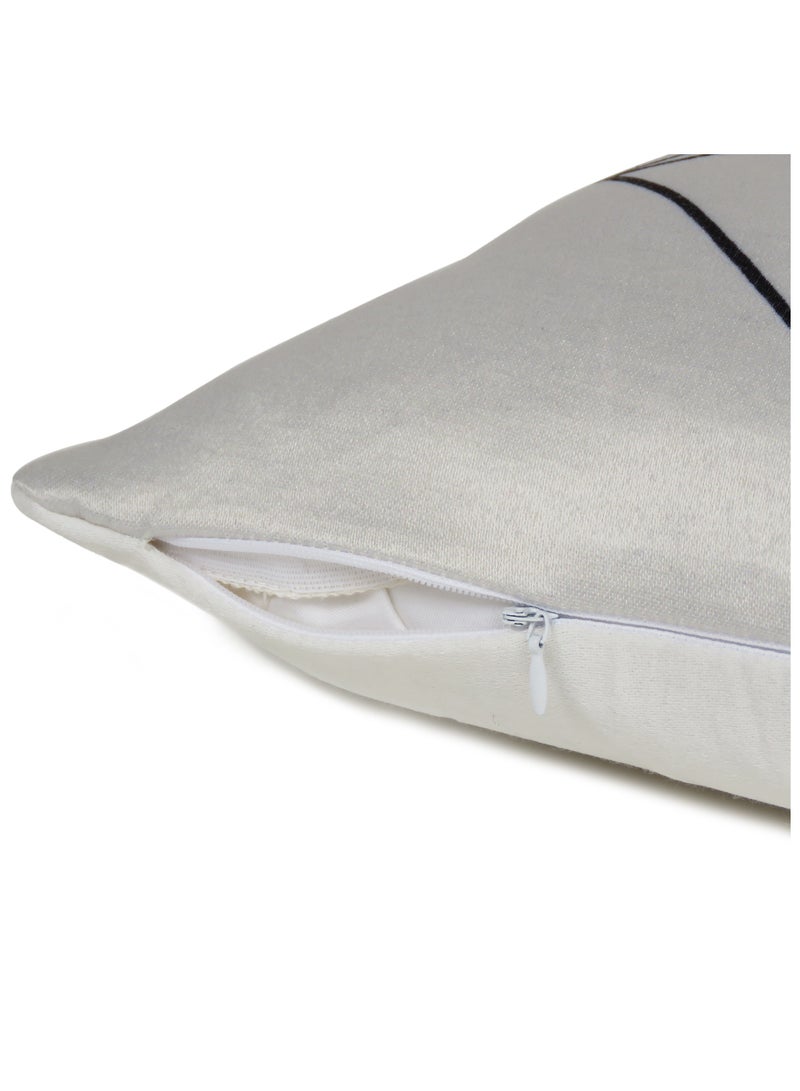 Oussum Geometric Decorative White Cushion Cover Pack of 2 For Bed Room Office Home Sofa Home Decoration (16 X 16 Inch) - Image 2