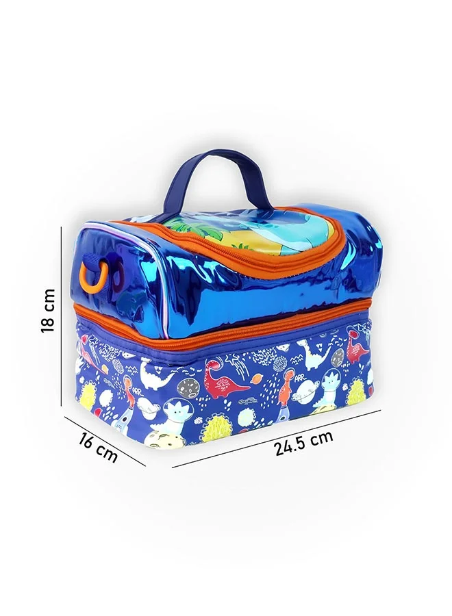 LITTLE SURPRISE BOX Little Surpise Box,Dino Theme Double Compartment Insulated Lunch Bag For Kids