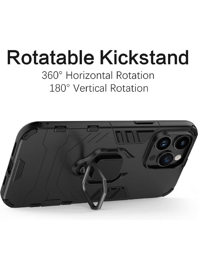 RUGGED SHIELD - iPhone 15 Pro Max Case, Built-in 360° Rotate Ring Kickstand, Drop Proof Shockproof Protection, Heavy Duty Shockproof Protective Case Cover for Apple iPhone 15 Pro Max, Black - Image 1