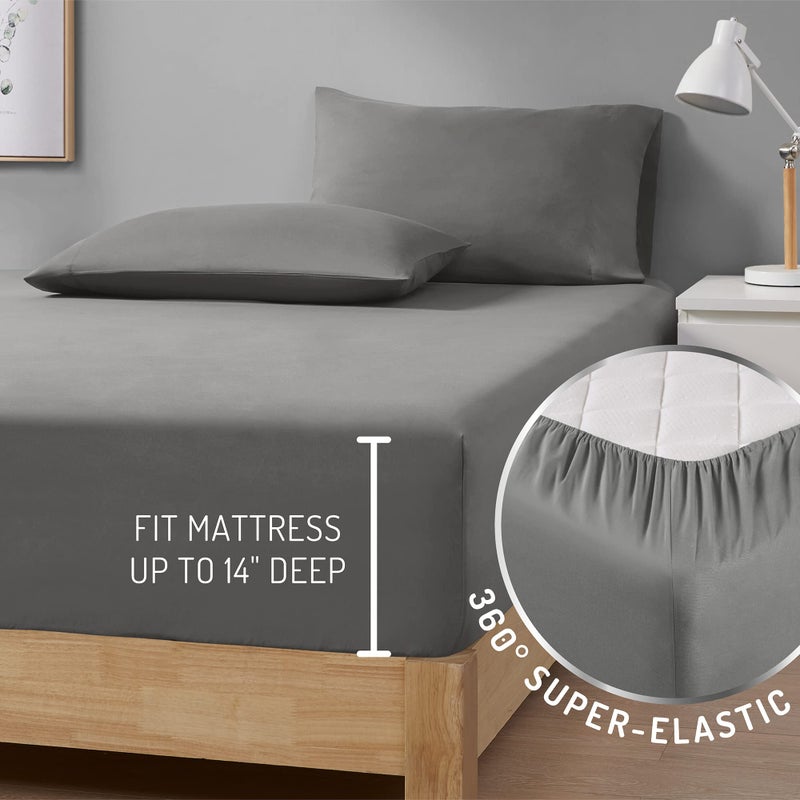 DEGREES OF COMFORT Coolmax Cooling Sheets | Queen Size Bed Sheet Set for Hot Sleepers | Soft Fabric with Deep Pocket, Grey-4PC - Image 5